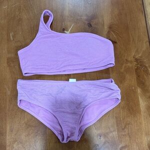 GB Girls One-Shoulder Lavender Bikini Set